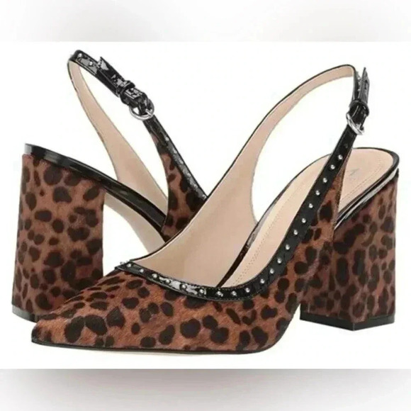 Marc Fisher Shoes - Marc Fisher Women’s Joily Brown Black Animal Print Slingback Block Heels…